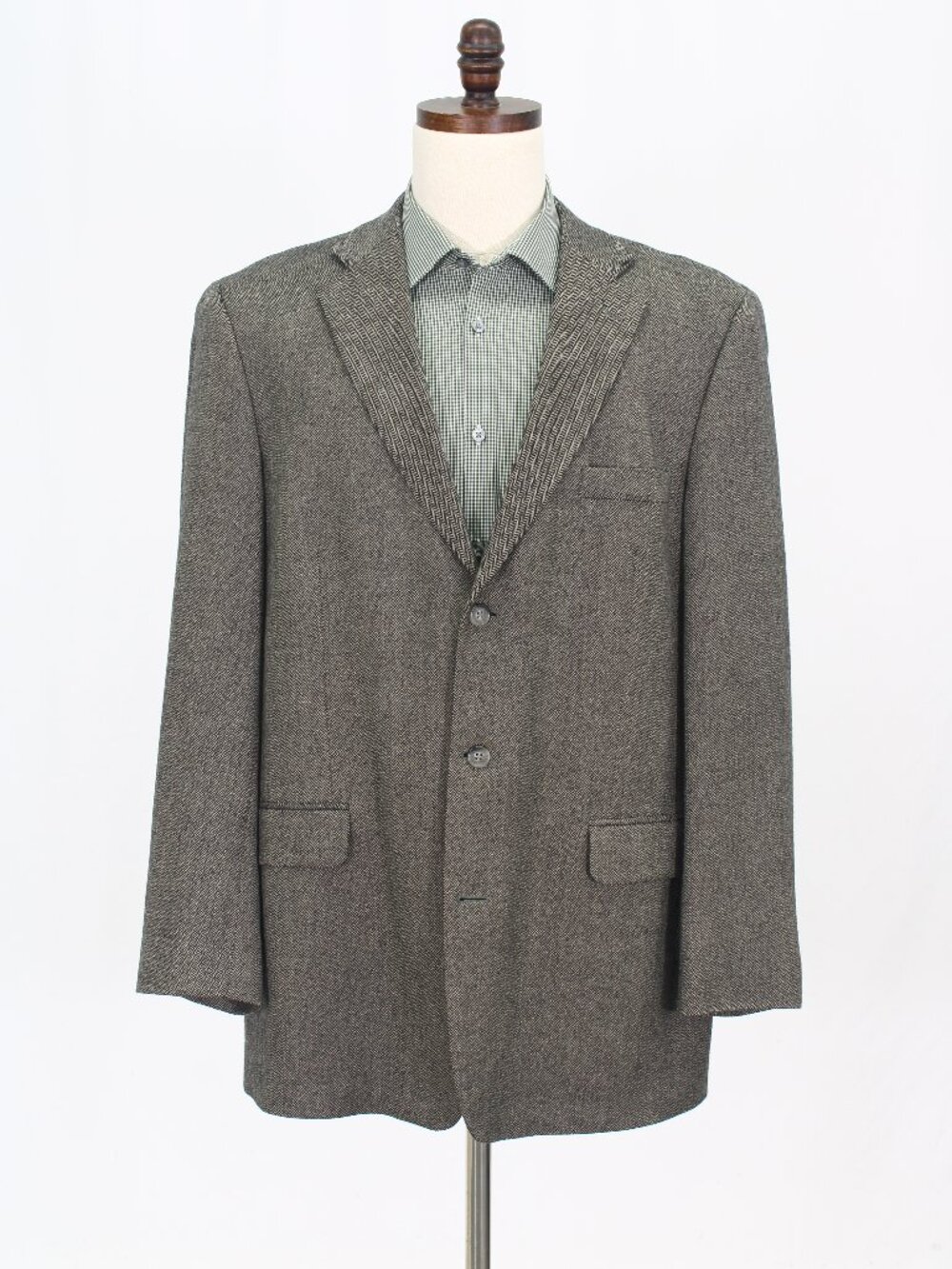 Stafford 44L Beige Blazer Sport Coat Jacket 3-Button Herringbone W699